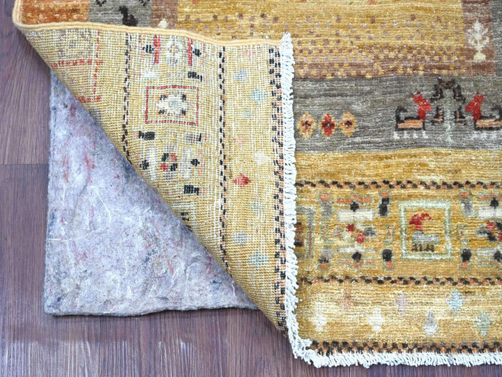 2'7" x 5'8" New Hand Knotted Yellow Wool Runner Oriental Rug - MOA10222382