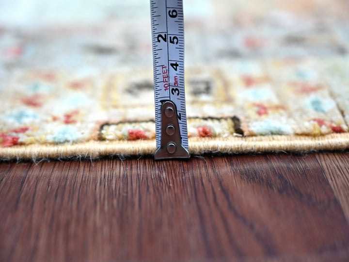 2'7" x 5'8" New Hand Knotted Yellow Wool Runner Oriental Rug - MOA10222382