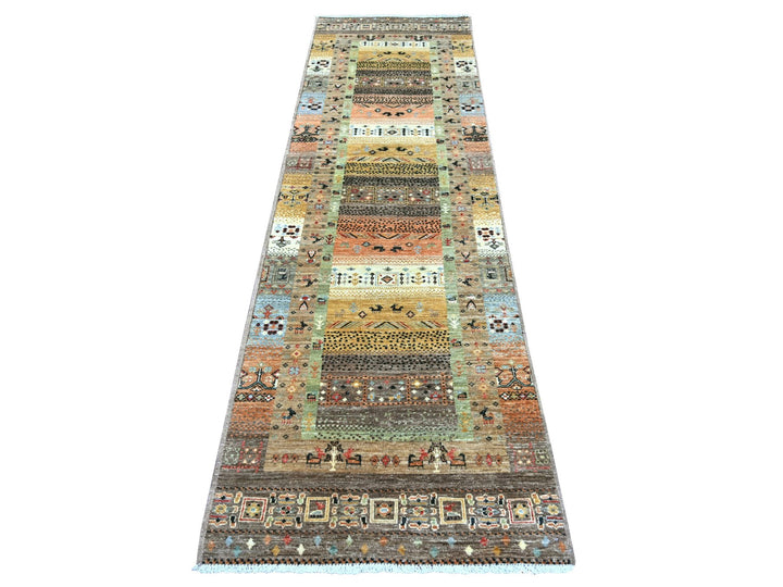 2'8" x 9'6" New Hand Knotted Multicolored Wool Runner Oriental Rug - MOA10222384