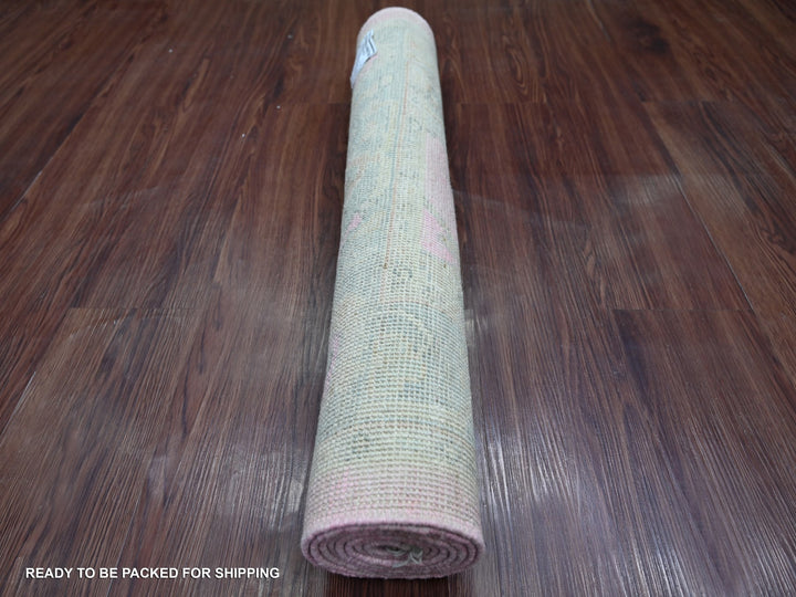 2'8" x 6'0" New Hand Knotted Pink Wool Runner Oriental Rug - MOA10222386