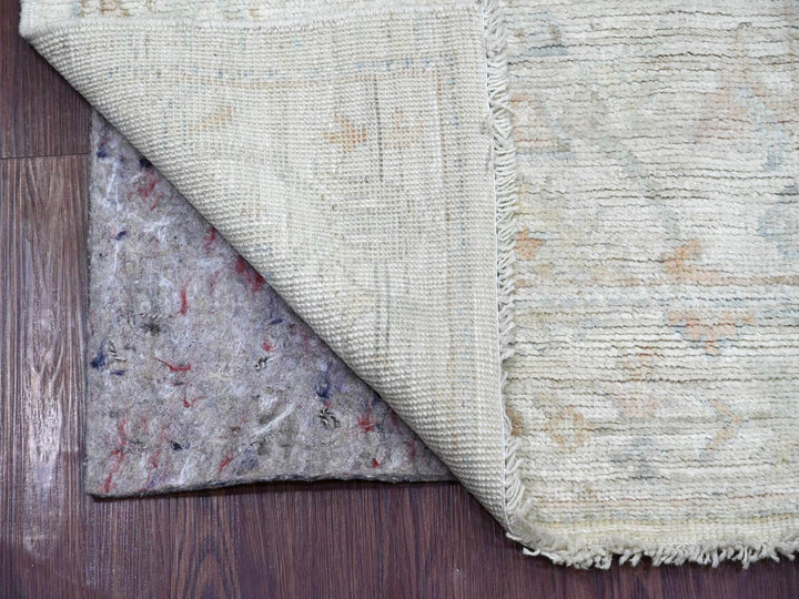 2'6" x 11'3" New Hand Knotted Ivory Wool Runner Oriental Rug - MOA10222387