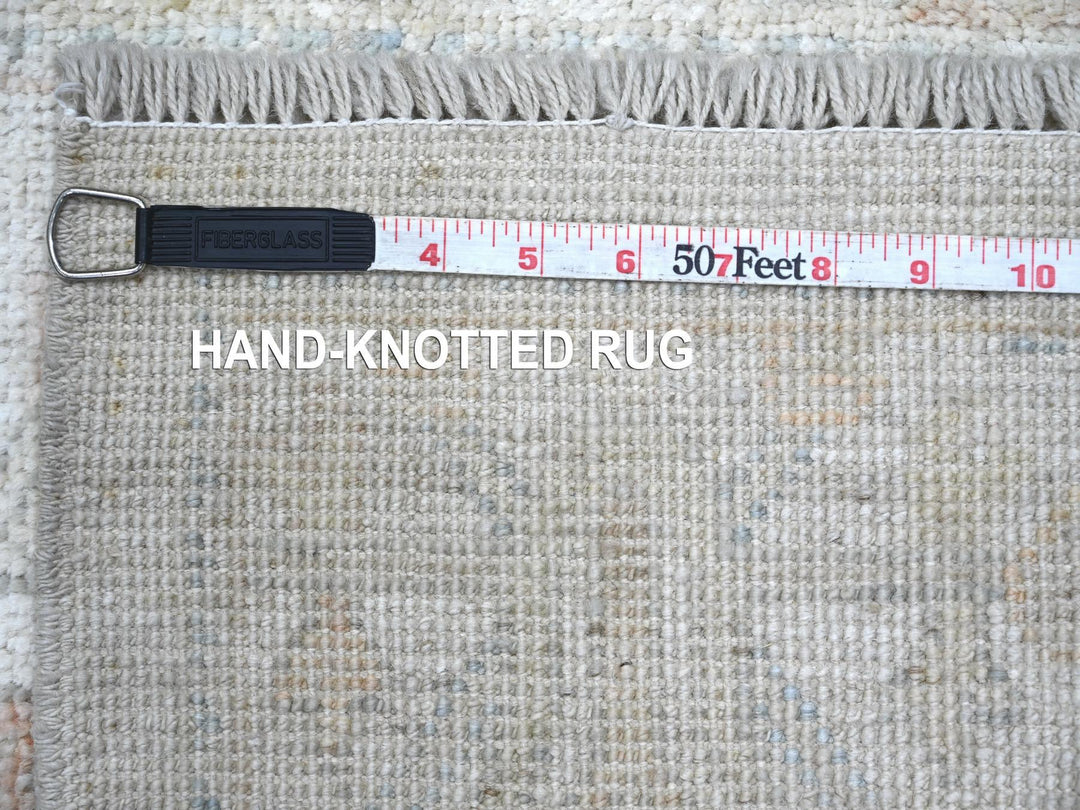 2'6" x 11'3" New Hand Knotted Ivory Wool Runner Oriental Rug - MOA10222387
