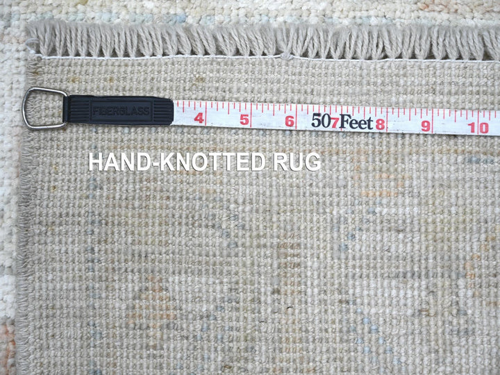 2'6" x 11'3" New Hand Knotted Ivory Wool Runner Oriental Rug - MOA10222387