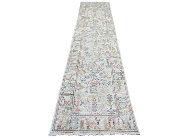 2'9" x 12'3" New Hand Knotted Grey Wool Runner Oriental Rug - MOA10222388