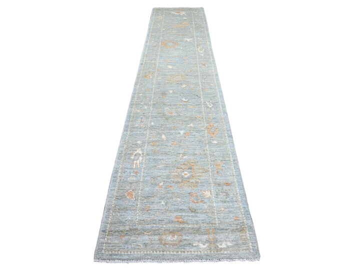 2'10" x 13'9" New Hand Knotted Grey Wool Runner Oriental Rug - MOA10222389