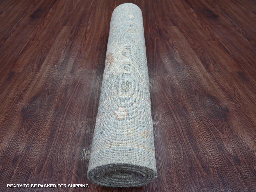 2'10" x 13'9" New Hand Knotted Grey Wool Runner Oriental Rug - MOA10222389