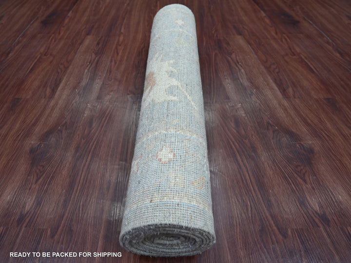 2'10" x 13'9" New Hand Knotted Grey Wool Runner Oriental Rug - MOA10222389