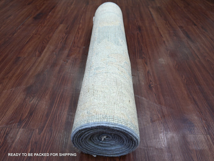 3'2" x 15'9" New Hand Knotted Black Wool Runner Oriental Rug - MOA10222391