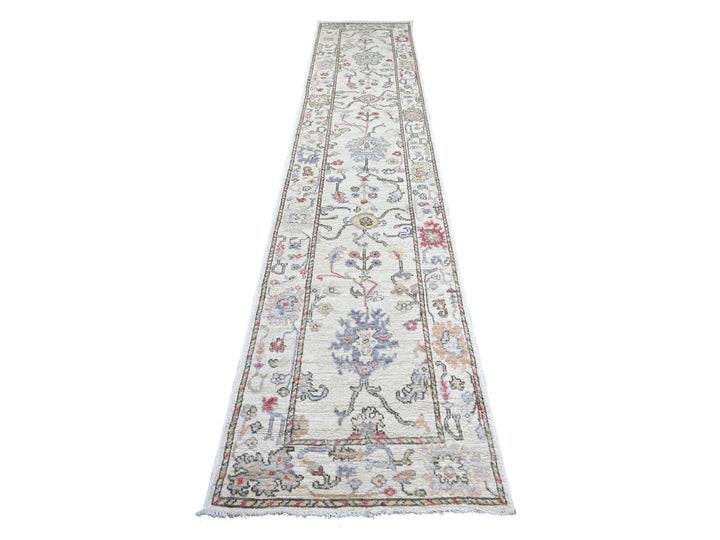 2'8" x 13'8" New Hand Knotted Ivory Wool Runner Oriental Rug - MOA10222393