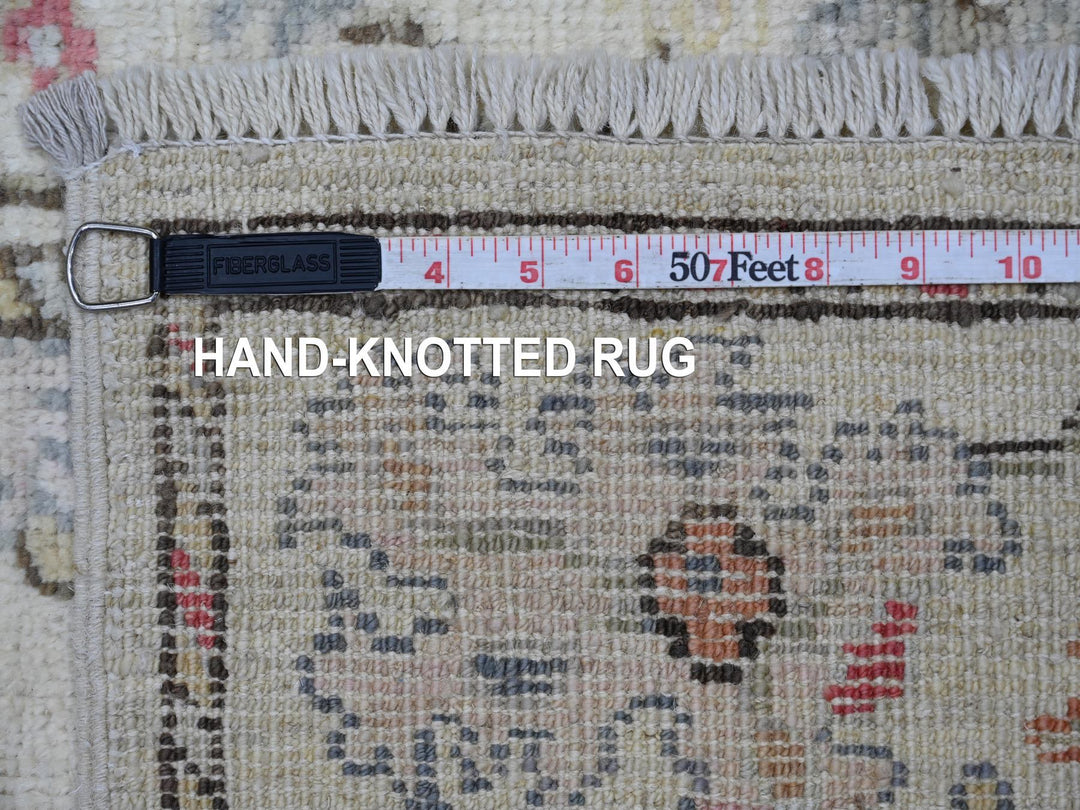 2'8" x 13'8" New Hand Knotted Ivory Wool Runner Oriental Rug - MOA10222393