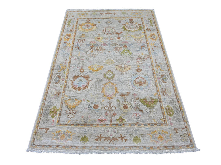 4'0" x 5'11" New Hand Knotted Grey Wool Rectangle Oriental Rug - MOA10222397