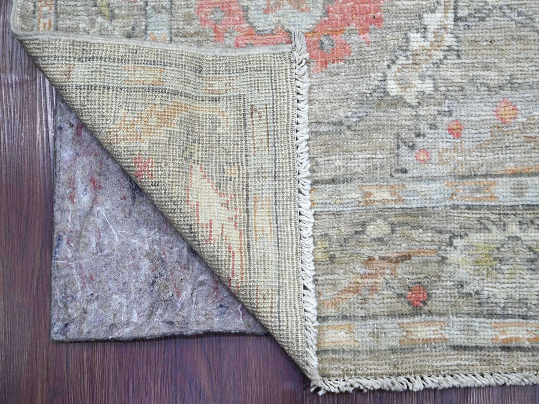 3'11" x 15'1" New Hand Knotted Grey Wool Runner Oriental Rug - MOA10222398