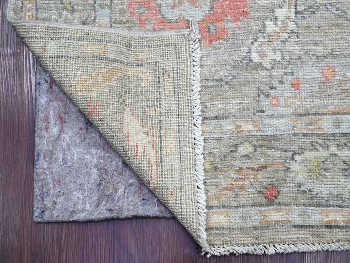 3'11" x 15'1" New Hand Knotted Grey Wool Runner Oriental Rug - MOA10222398