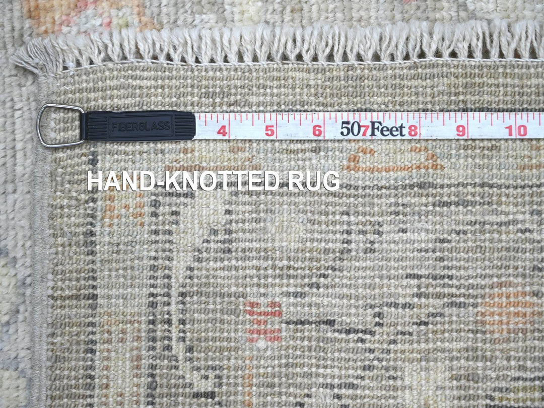3'11" x 15'1" New Hand Knotted Grey Wool Runner Oriental Rug - MOA10222398