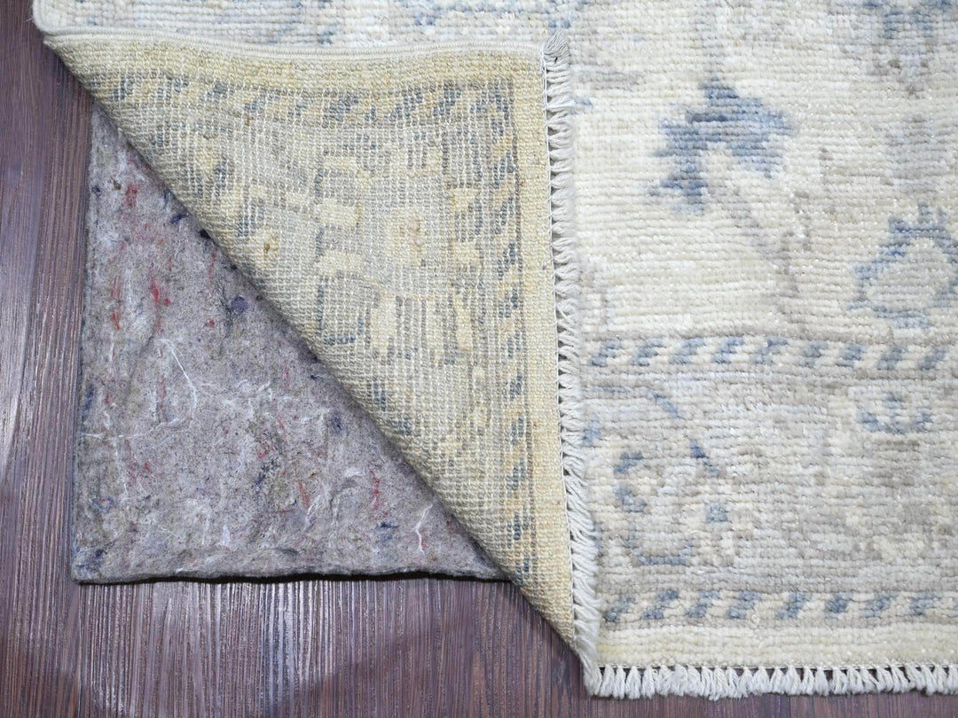 3'9" x 18'11" New Hand Knotted Ivory Wool Runner Oriental Rug - MOA10222399