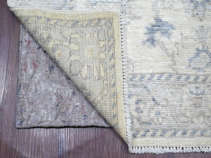 3'9" x 18'11" New Hand Knotted Ivory Wool Runner Oriental Rug - MOA10222399