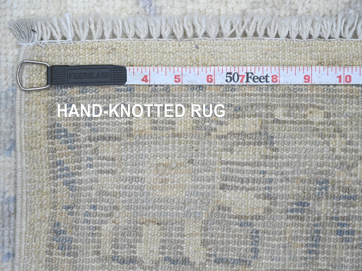 3'9" x 18'11" New Hand Knotted Ivory Wool Runner Oriental Rug - MOA10222399