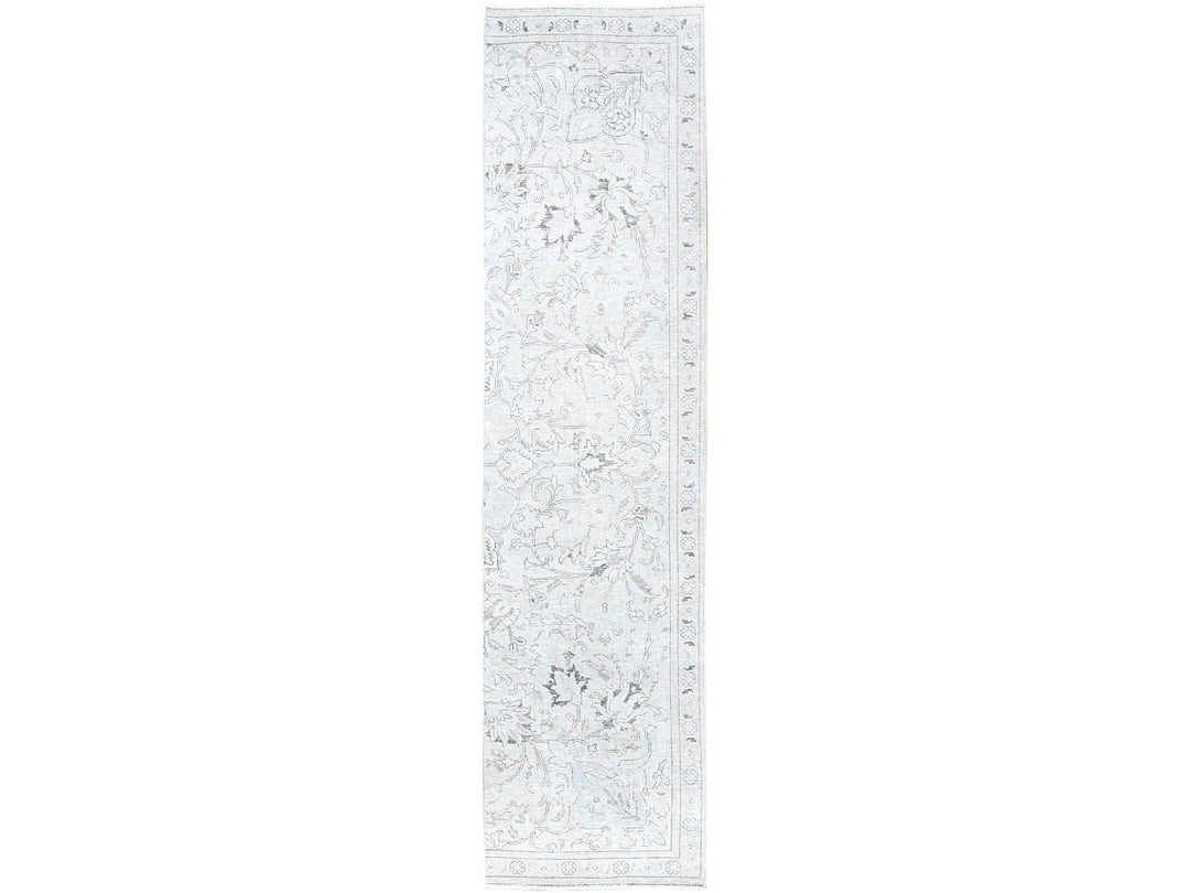 2'6" x 9'11" Vintage Hand Knotted Ivory Wool Runner Oriental Rug - MOA102223