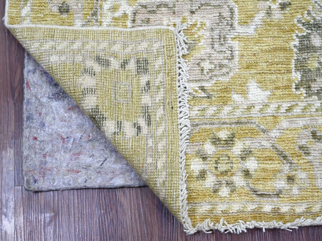 4'1" x 6'1" New Hand Knotted Green Wool Rectangle Oriental Rug - MOA10222400
