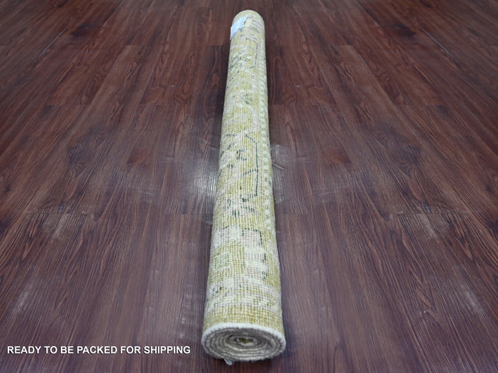 4'1" x 6'1" New Hand Knotted Green Wool Rectangle Oriental Rug - MOA10222400