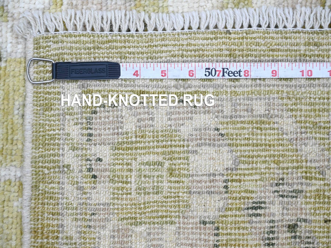 4'1" x 6'1" New Hand Knotted Green Wool Rectangle Oriental Rug - MOA10222400