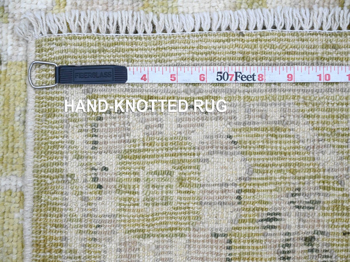 4'1" x 6'1" New Hand Knotted Green Wool Rectangle Oriental Rug - MOA10222400