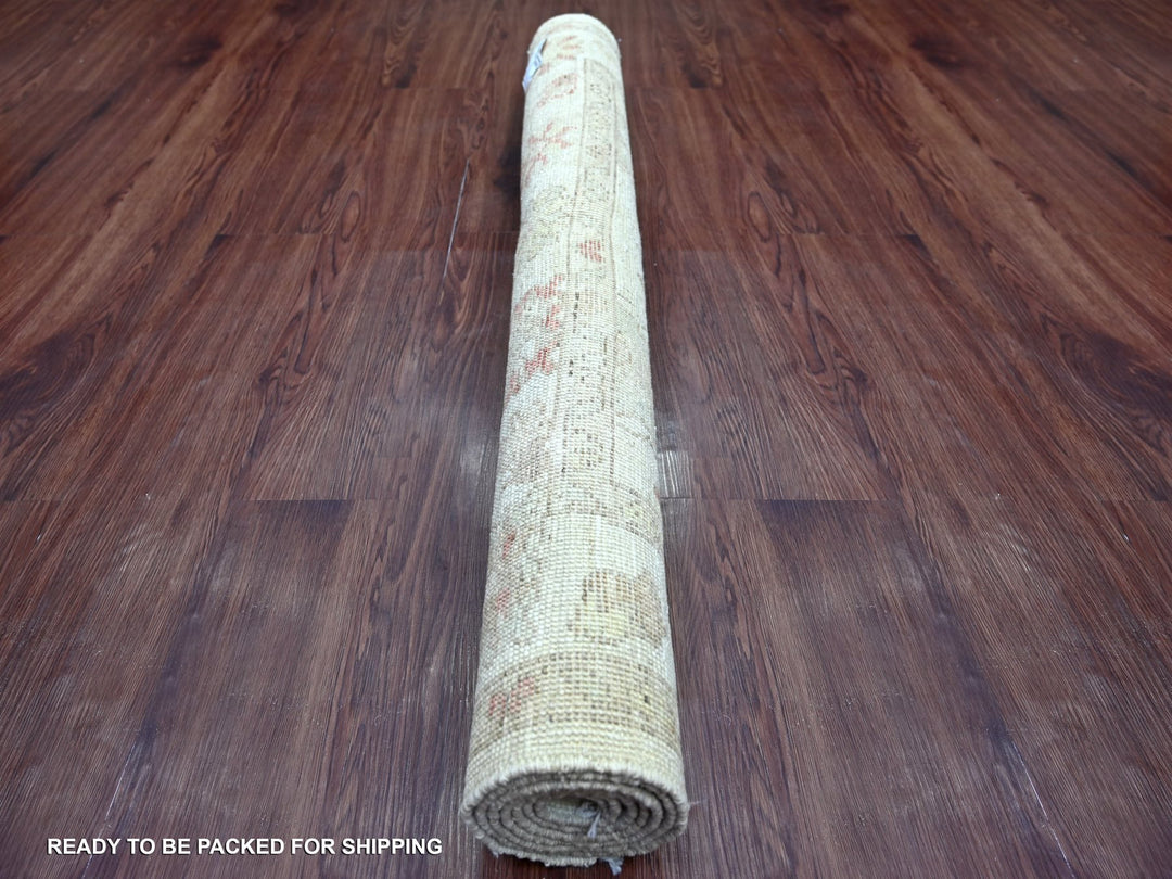 3'11" x 5'9" New Hand Knotted Ivory Wool Rectangle Oriental Rug - MOA10222401