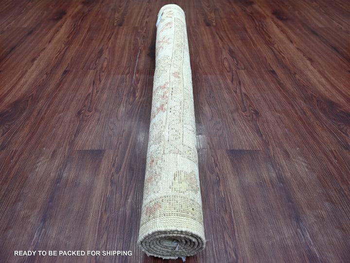 3'11" x 5'9" New Hand Knotted Ivory Wool Rectangle Oriental Rug - MOA10222401