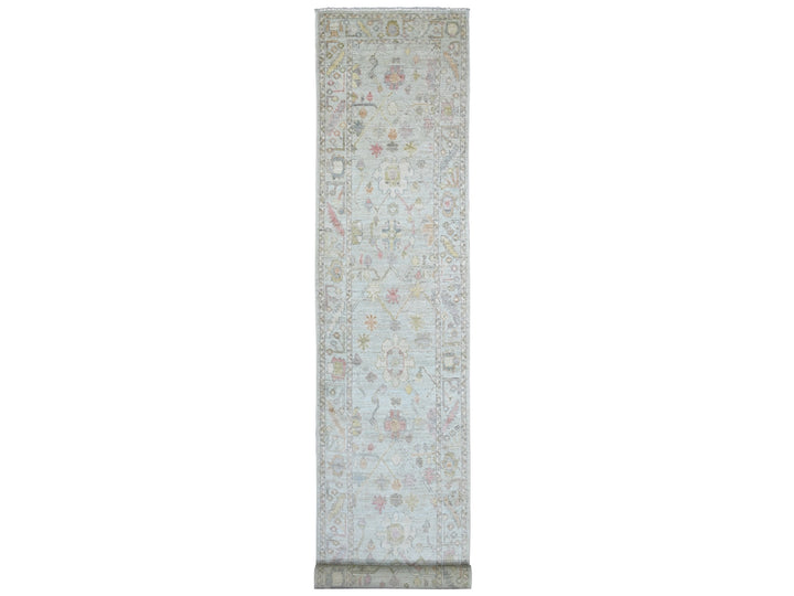 2'11" x 19'2" New Hand Knotted Blue Wool Runner Oriental Rug - MOA10222403