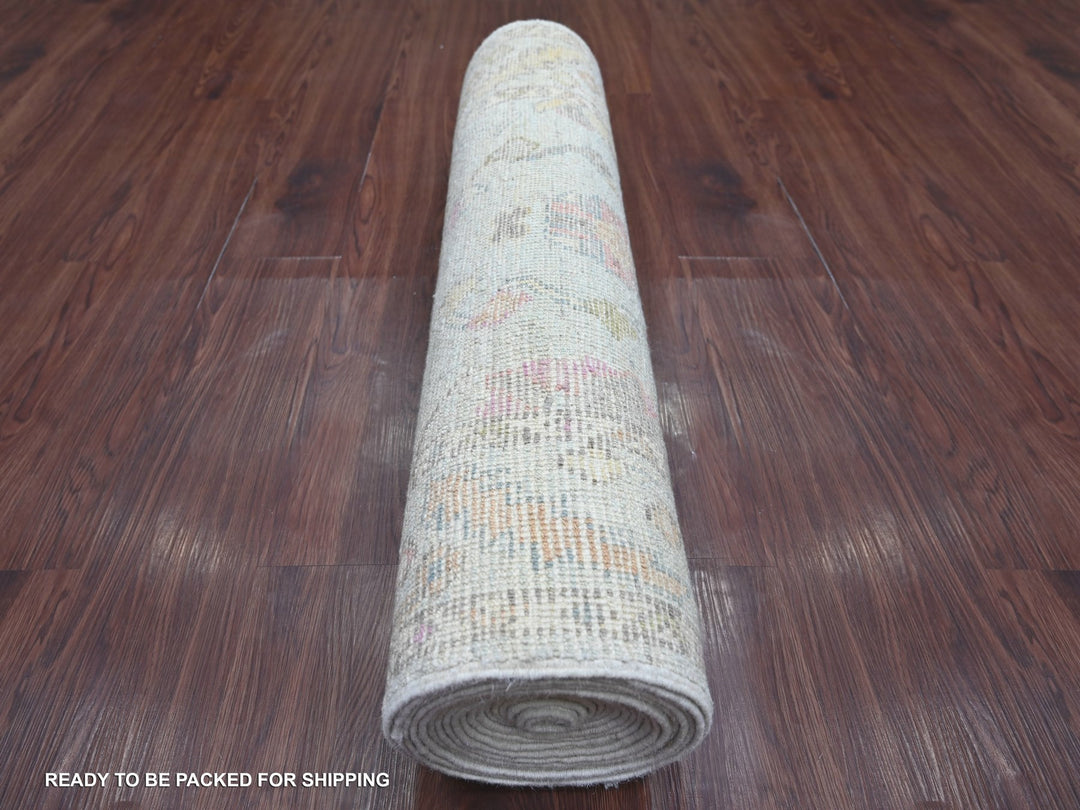 2'11" x 19'2" New Hand Knotted Blue Wool Runner Oriental Rug - MOA10222403