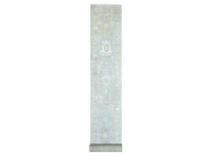 2'6" x 23'4" New Hand Knotted Grey Wool Runner Oriental Rug - MOA10222405