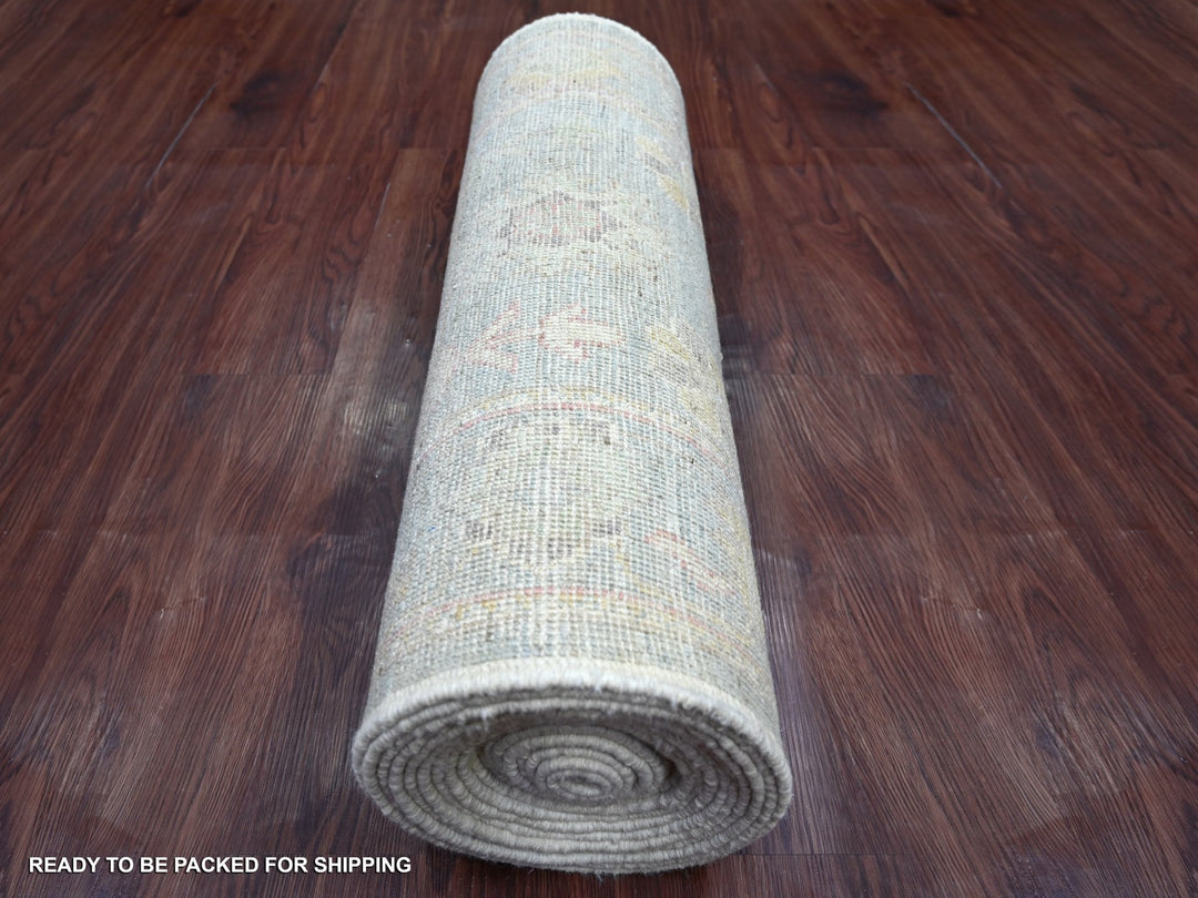 2'6" x 23'4" New Hand Knotted Grey Wool Runner Oriental Rug - MOA10222405