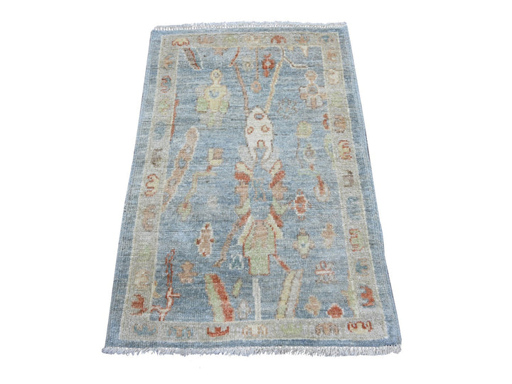 2'1" x 3'1" New Hand Knotted Grey Wool Rectangle Oriental Rug - MOA10222406