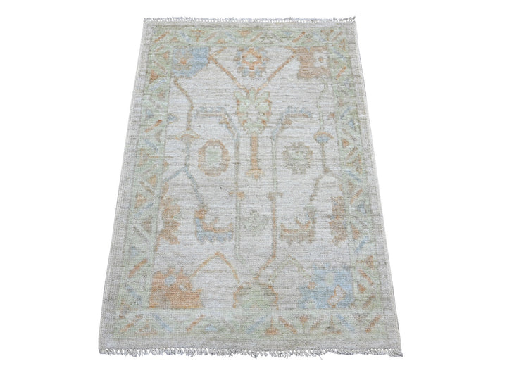 2'1" x 2'11" New Hand Knotted Grey Wool Rectangle Oriental Rug - MOA10222408