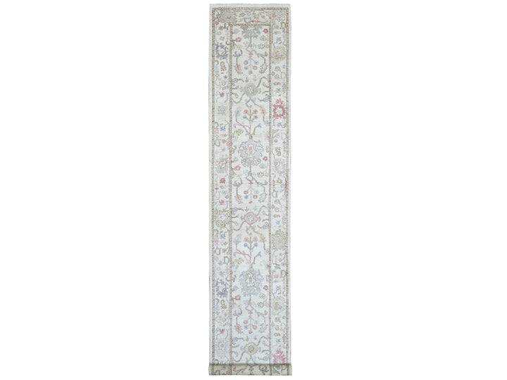 2'8" x 15'7" New Hand Knotted Ivory Wool Runner Oriental Rug - MOA10222410