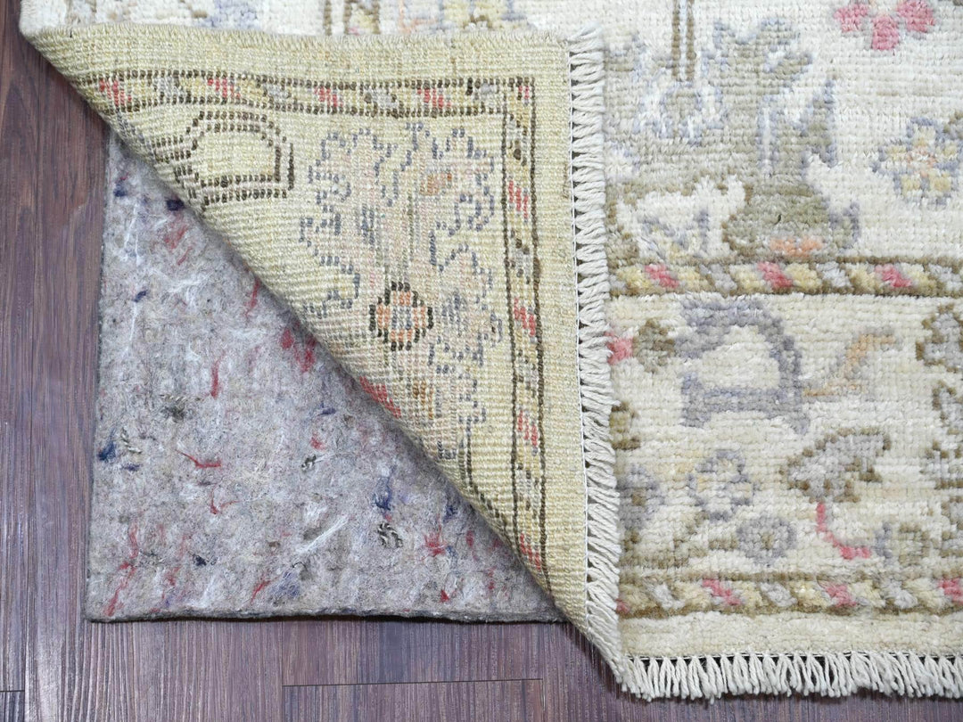 2'8" x 15'7" New Hand Knotted Ivory Wool Runner Oriental Rug - MOA10222410