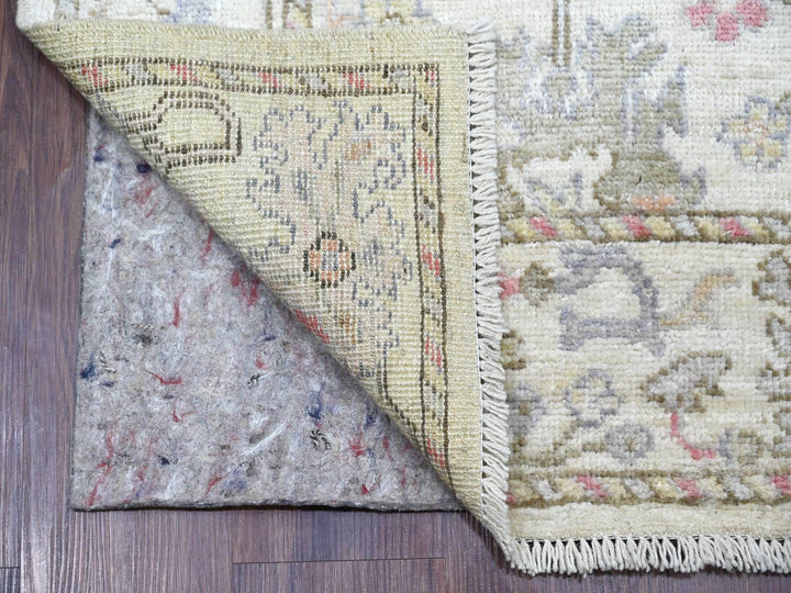 2'8" x 15'7" New Hand Knotted Ivory Wool Runner Oriental Rug - MOA10222410