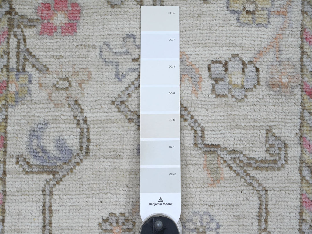 2'8" x 15'7" New Hand Knotted Ivory Wool Runner Oriental Rug - MOA10222410