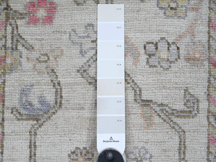 2'8" x 15'7" New Hand Knotted Ivory Wool Runner Oriental Rug - MOA10222410