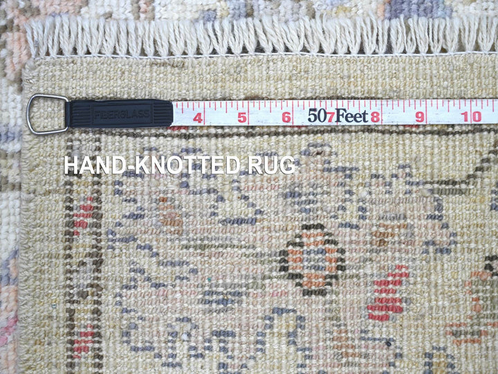 2'8" x 15'7" New Hand Knotted Ivory Wool Runner Oriental Rug - MOA10222410