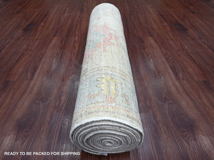 2'11" x 21'0" New Hand Knotted Ivory Wool Runner Oriental Rug - MOA10222411