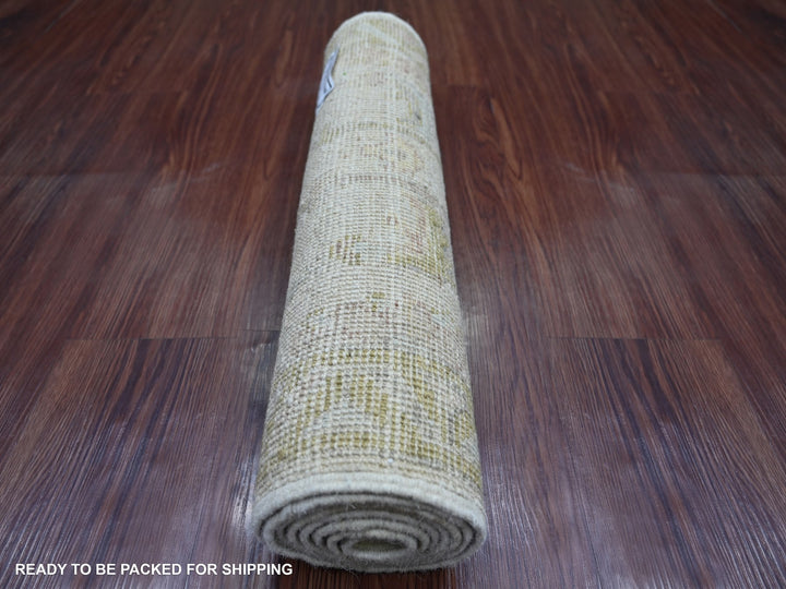 1'11" x 5'11" New Hand Knotted Grey Wool Runner Oriental Rug - MOA10222412