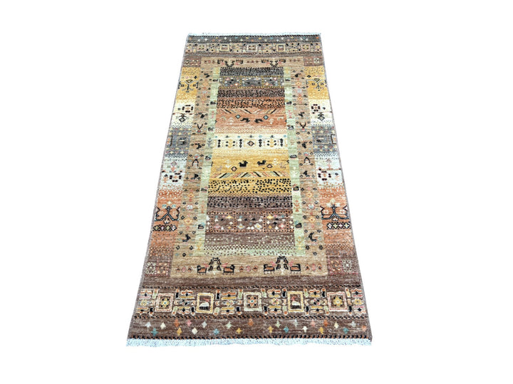 2'8" x 5'7" New Hand Knotted Brown Wool Runner Oriental Rug - MOA10222416