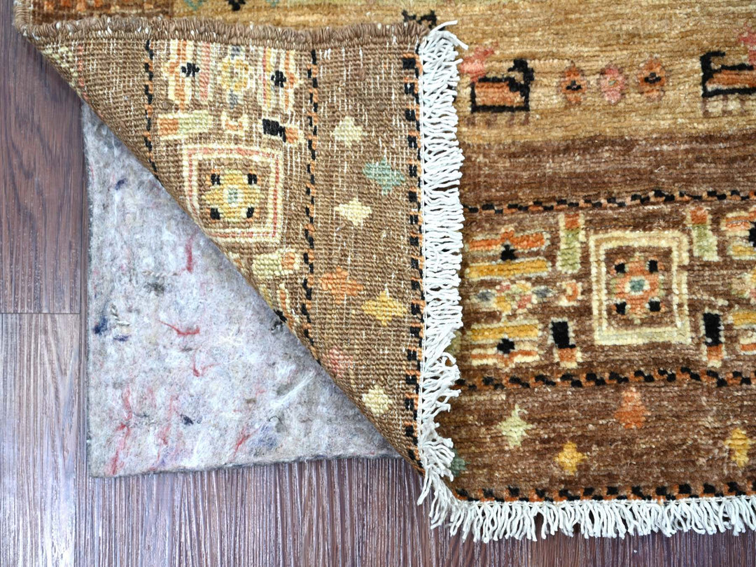 2'8" x 5'7" New Hand Knotted Brown Wool Runner Oriental Rug - MOA10222416