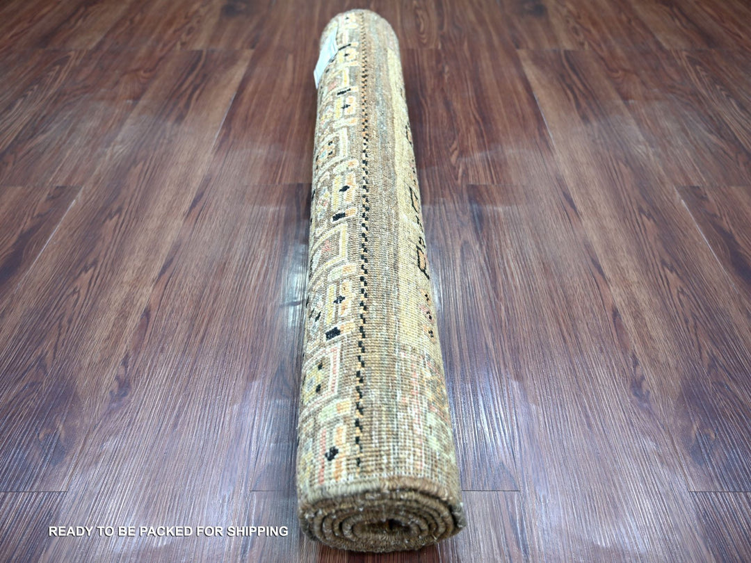 2'8" x 5'7" New Hand Knotted Brown Wool Runner Oriental Rug - MOA10222416