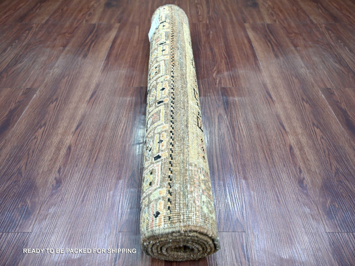 2'8" x 5'7" New Hand Knotted Brown Wool Runner Oriental Rug - MOA10222416