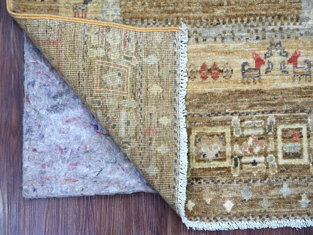 2'8" x 5'7" New Hand Knotted Brown Wool Runner Oriental Rug - MOA10222417