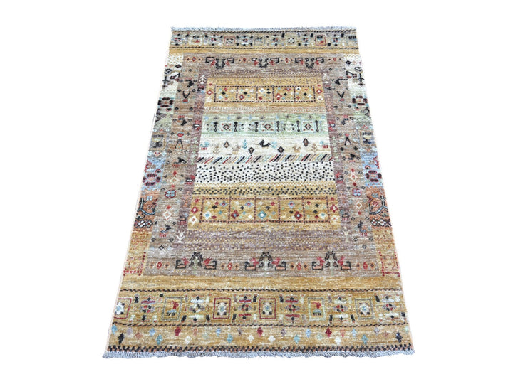 2'11" x 4'10" New Hand Knotted Brown Wool Rectangle Oriental Rug - MOA10222418