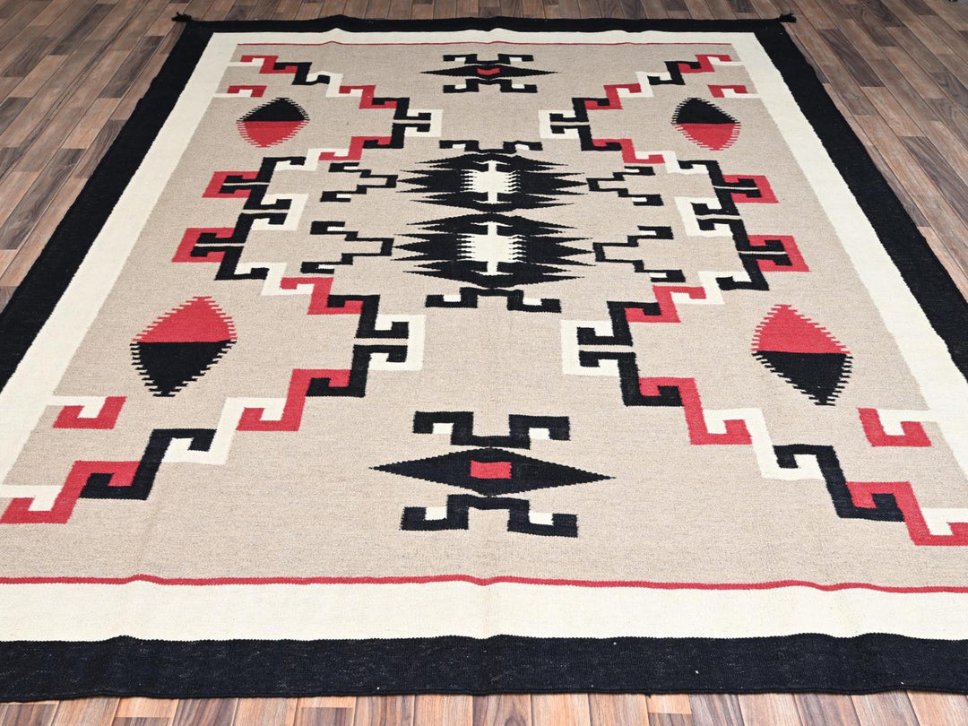 8'1" x 10'2" New Hand Woven Brown Wool Rectangle Oriental Rug - MOA1022241