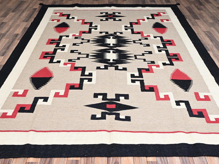 8'1" x 10'2" New Hand Woven Brown Wool Rectangle Oriental Rug - MOA1022241